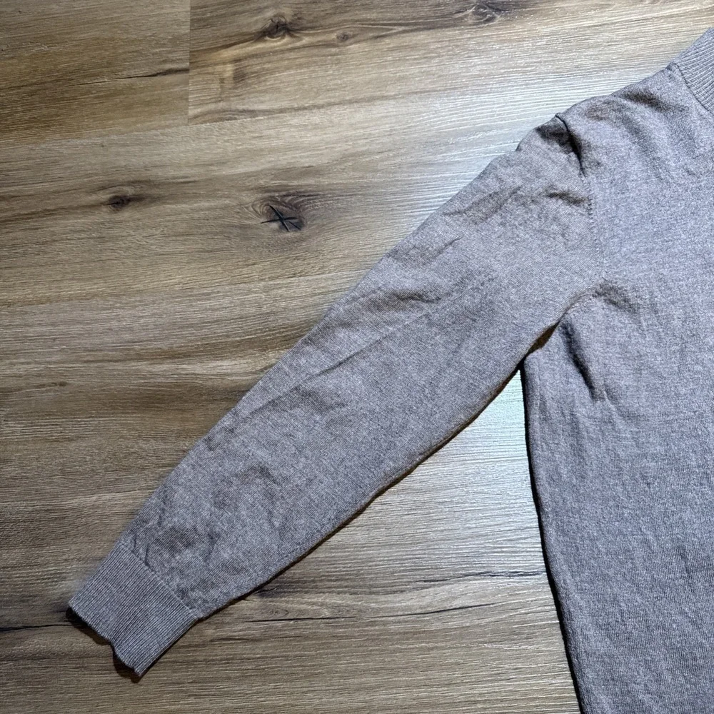 Johnnie-O Mens LARGE Raynor Pullover 1/4 Zip Merino Wool Sweater Walnut‎ Brown